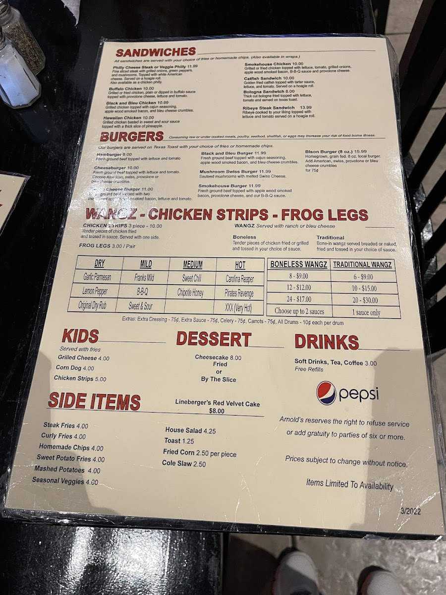 Arnold's Restaurant Menu - Image 4